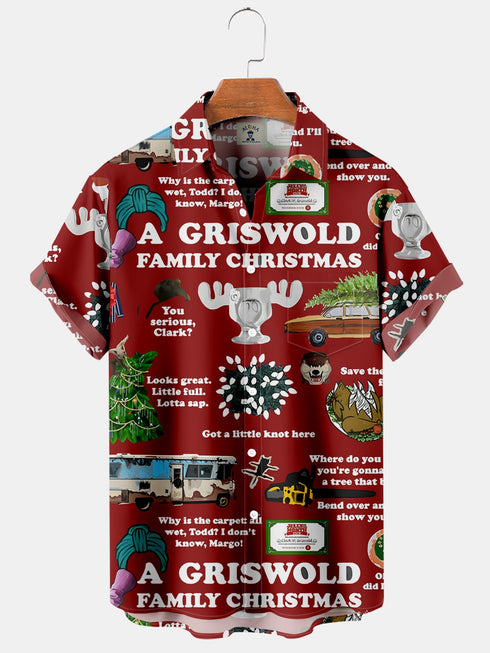 Men's Christmas Funny Graphic Short Sleeve Hawaiian Shirt